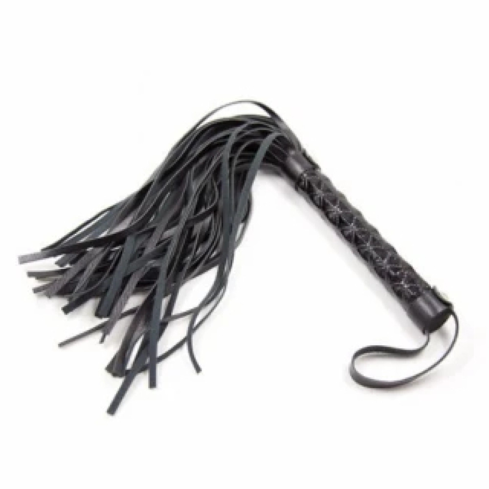 Флоггер с рельефной рукоятью Fetish Flogger black metal черный, 39 см, фото №3 — секс шоп Украина, NO TABOO