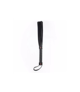 Батіг із заклепками-сердечками Fetish Flogger black with red heart чорний, 40 см - No Taboo