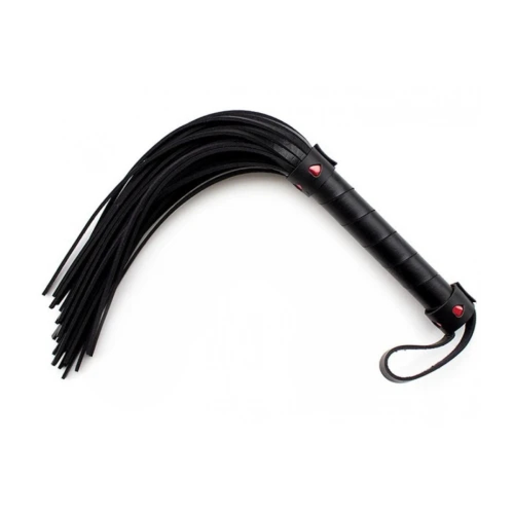 Плеть с заклепками-сердечками Fetish Flogger black with red heart черная, 40 см, фото №0 — секс шоп Украина, NO TABOO