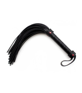 Батіг із заклепками-сердечками Fetish Flogger black with red heart чорний, 40 см - No Taboo