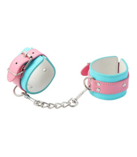 Наручники с цепью Fetish Handcuffs розово-голубые - No Taboo