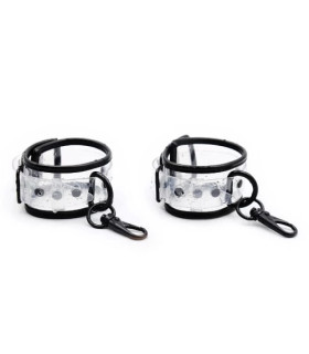Наручники с черными элементами Fetish Wrist restraints transparent прозрачные - No Taboo