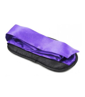 Маска с закрытыми глазами, с узором розами Fetish Blindfold черно-фиолетовая - No Taboo