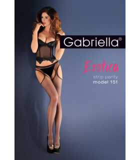  Сексуальные колготы Gabriella Erotica, 3/4 (M/L), в мелкую сетку, с интимным вырезом, черные - No Taboo