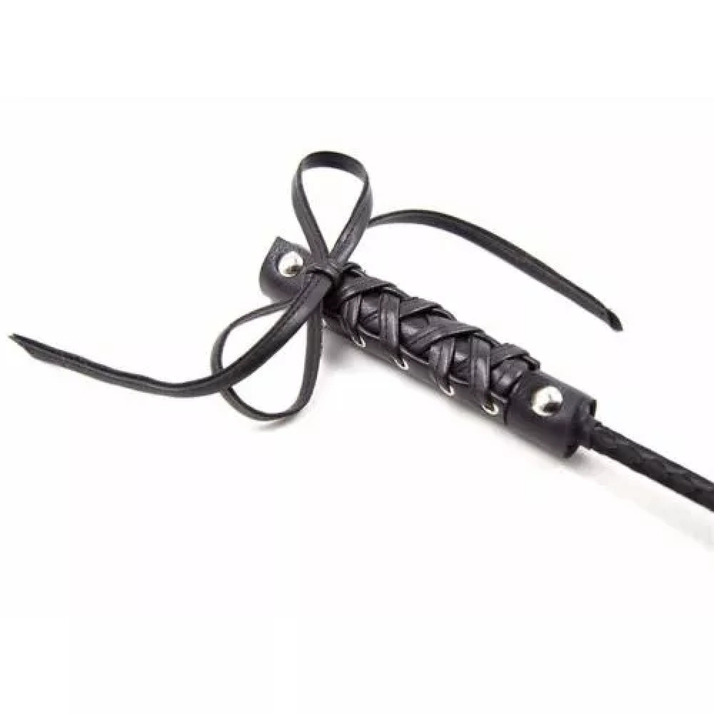 Стек со шнуровкой на рукояти Fetish Whip braid черный , фото №2 — секс шоп Украина, NO TABOO
