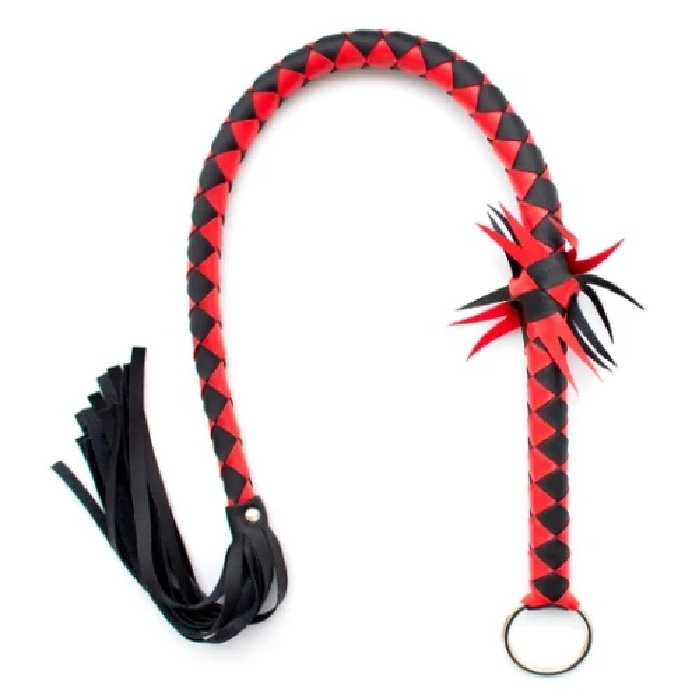 Кнут с флоггером на окончании Fetish Stripe flogger красно-черный, 86 см, фото №0 — секс шоп Украина, NO TABOO