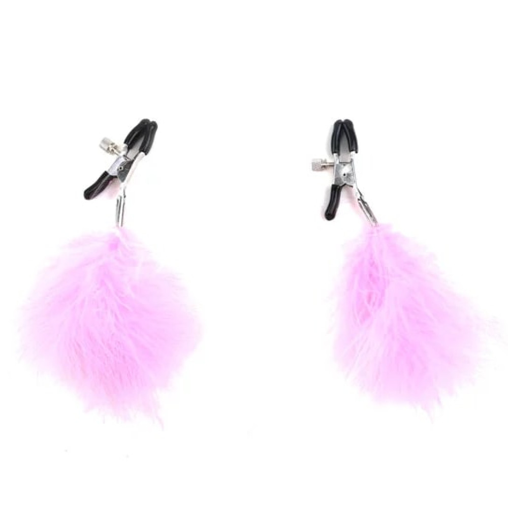 Зажимы на соски с перышками Fetish Nipple clamps metal feather розовые, фото №0 — секс шоп Украина, NO TABOO