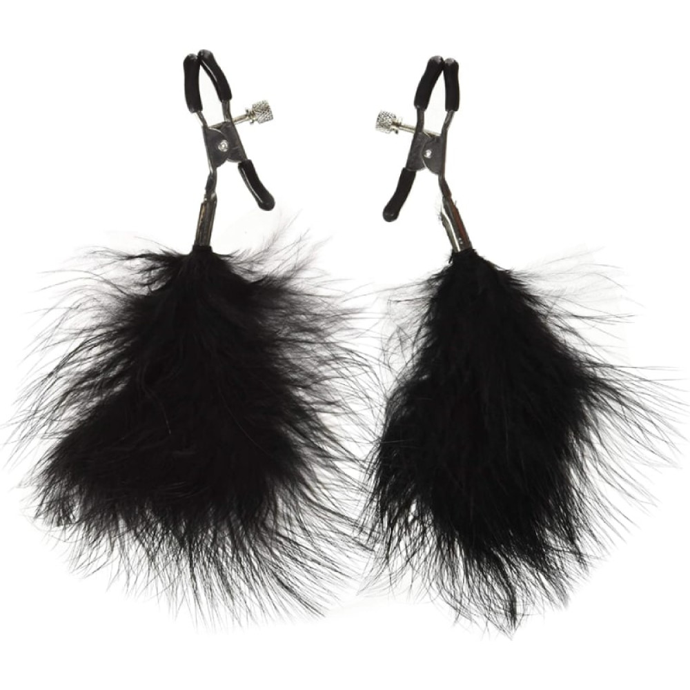 Зажимы на соски с перышками Fetish Nipple clamps metal feather черные, фото №0 — секс шоп Украина, NO TABOO