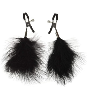 Затискачі на соски з пір'ячками Fetish Nipple clamps metal feather чорні - No Taboo