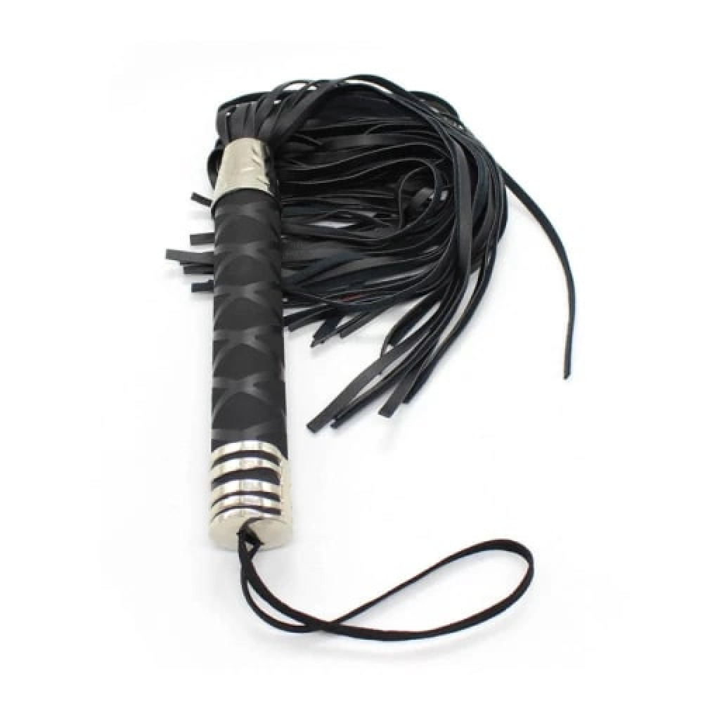 Флоггер Fetish Big flogger M черный, с петлей на рукояти, фото №2 — секс шоп Украина, NO TABOO