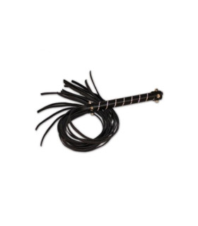 Флоггер с заклепками на рукояти Fetish Bling flogger with glass diampnd черный, 65 см - No Taboo