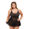 Сексуальный пеньюар Baci Mini Lace Chemise, XL, кружевной, полупрозрачный, черный, фото №1 — секс шоп Украина, NO TABOO