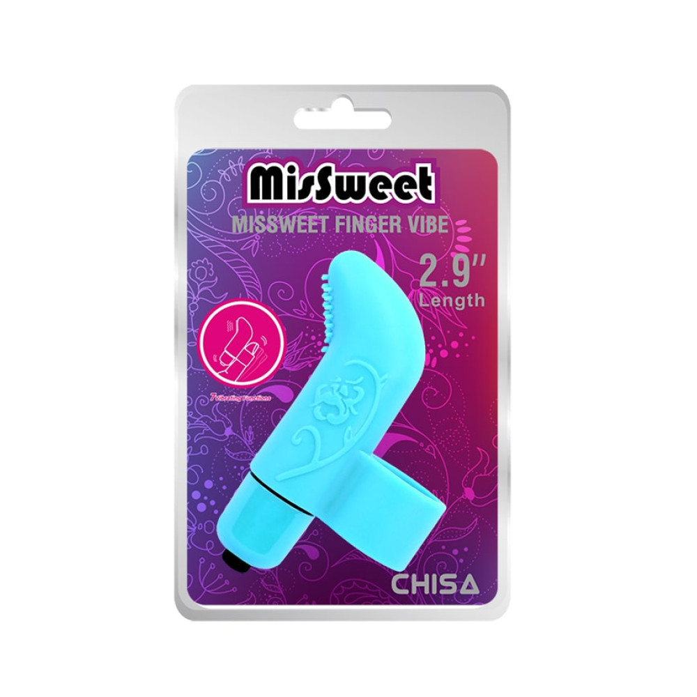 Вибратор на палец рельефом MisSweet Finger Vibe голубой, 7.4 х 4.1 см фото №2 — секс игрушки: Украина, NO TABOO
