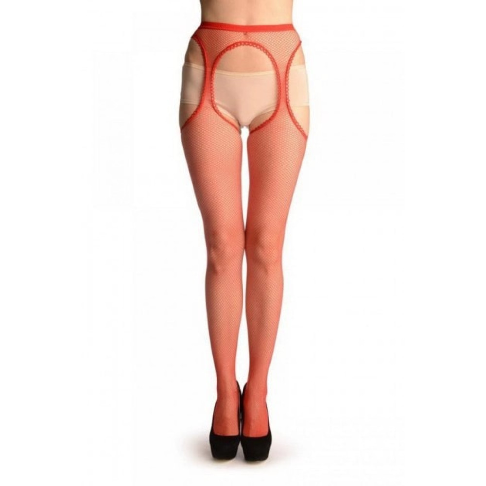  Сексуальные колготы Gabriella Erotica, 1/2 (XS/S), в мелкую сетку, с интимным вырезом, красные, фото №0 — секс шоп Украина, NO TABOO