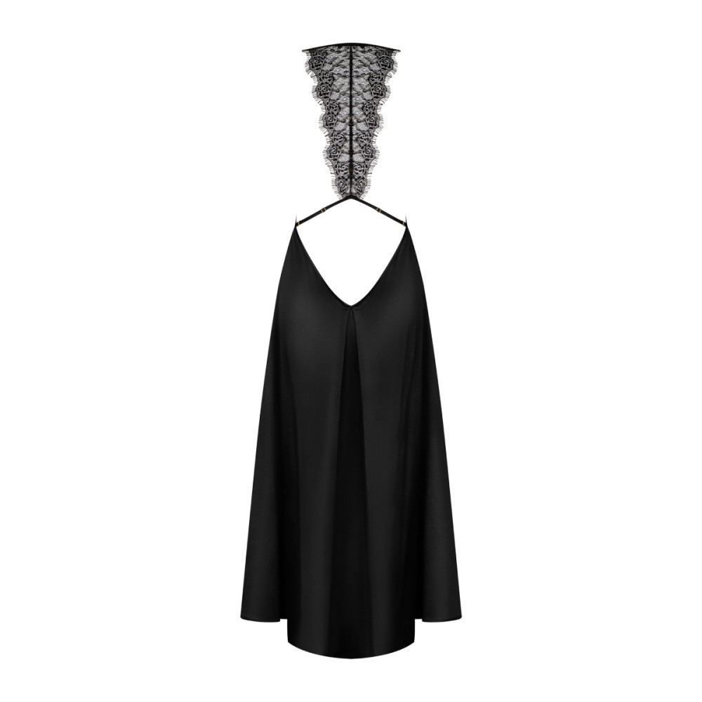Сексуальна сукня Obsessive Agatya, L/XL, довга, з мереживом, чорна, фото №6 — секс шоп Україна, NO TABOO