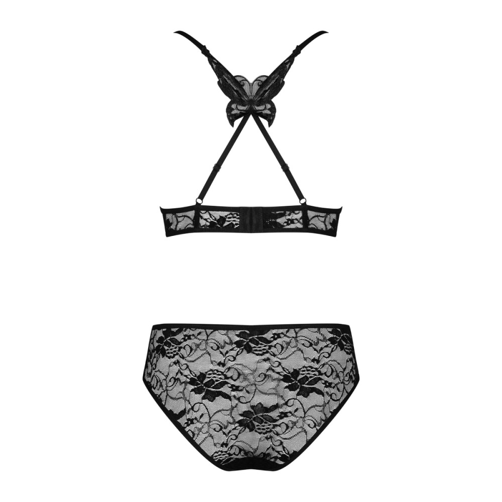 Сексуальный комплект Obsessive Kokietta, L/XL, кружевной, черный, фото №6 — секс шоп Украина, NO TABOO