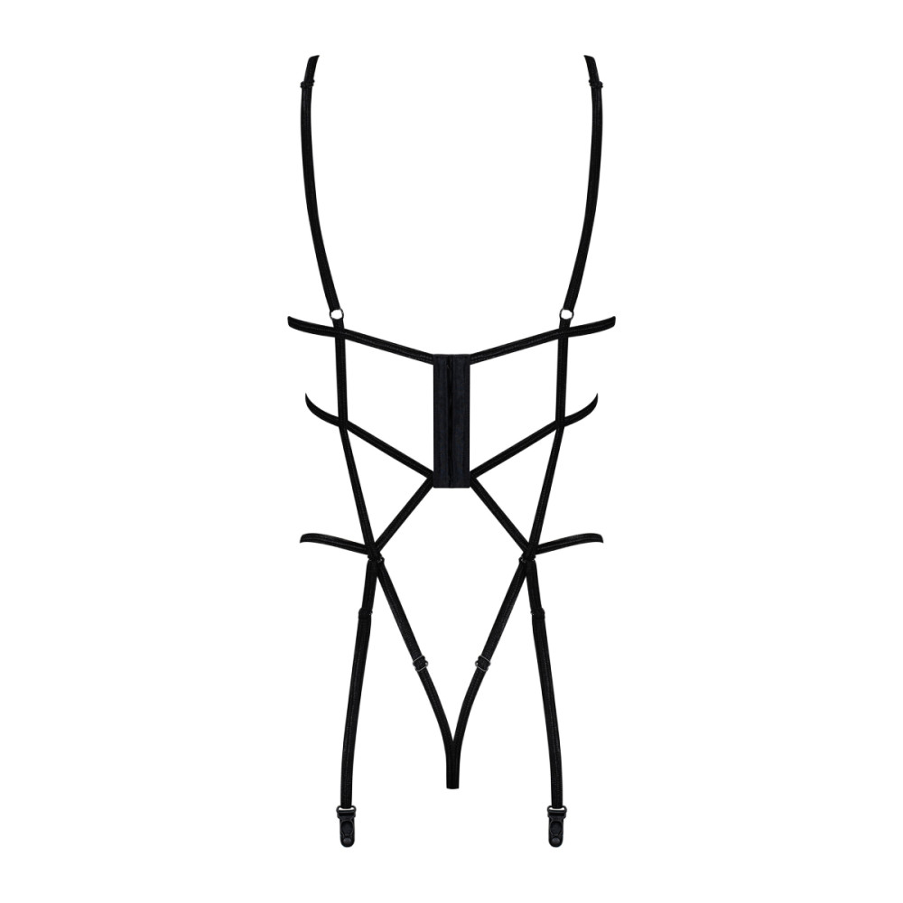 Эротическое боди Obsessive Badossa, S/M, с интимным вырезом, с открытой грудью, черное, фото №6 — секс шоп Украина, NO TABOO