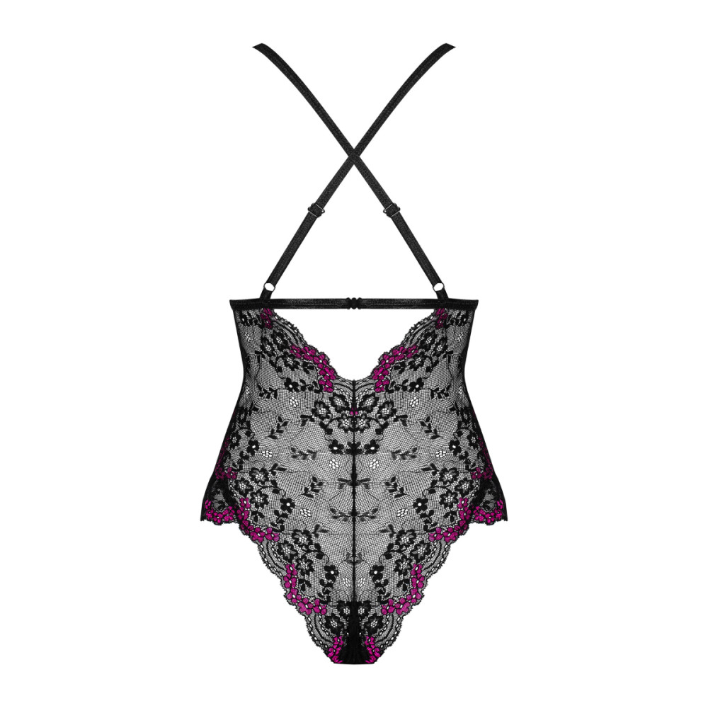 Сексуальное боди Obsessive Vanessme, S/M, кружевное, черное, фото №6 — секс шоп Украина, NO TABOO