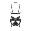 Сексуальный комплект Obsessive Alessya, M/L, из трех предметов, кружевной, черный , фото №6 — секс шоп Украина, NO TABOO
