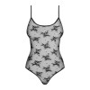 Сексуальное боди Obsessive Jennifairy, S/M, полупрозрачное, с цветочным узором, черное, фото №5 — секс шоп Украина, NO TABOO