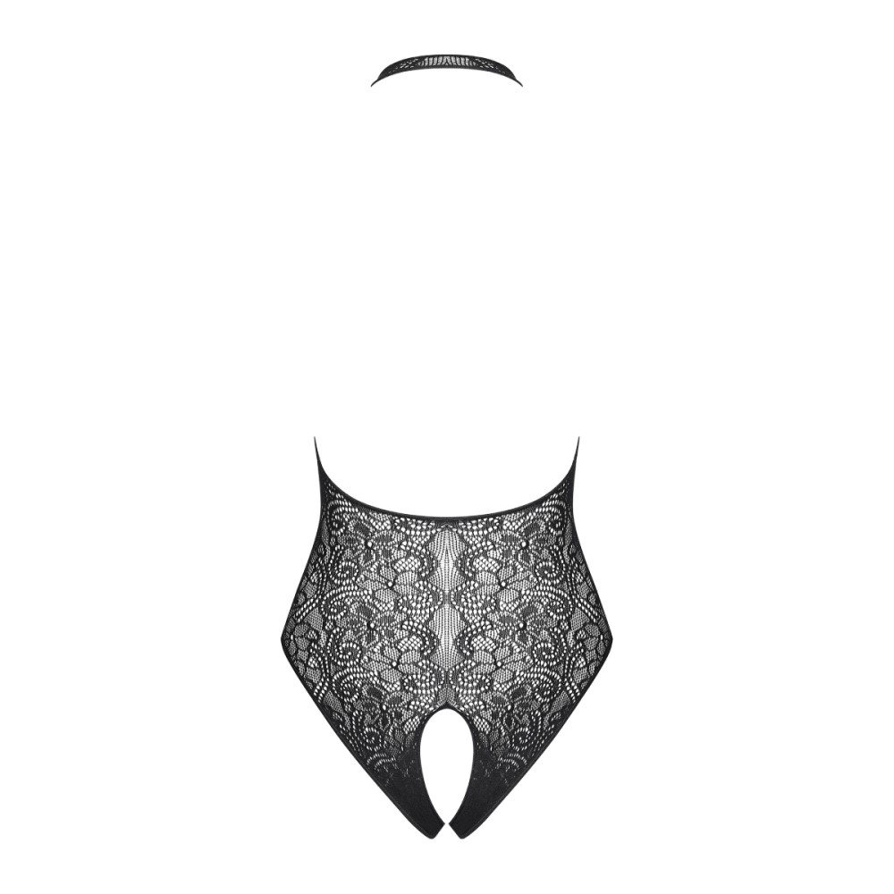 Сексуальное боди Obsessive B113, O/S, цветочное кружево, с интимным доступом, черное , фото №6 — секс шоп Украина, NO TABOO