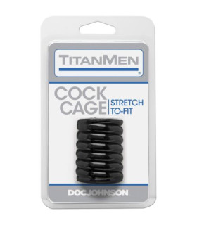 Насадка на член рельефная TitanMen CockCage с открытой головкой, черная, 5 х 2.5 см - No Taboo