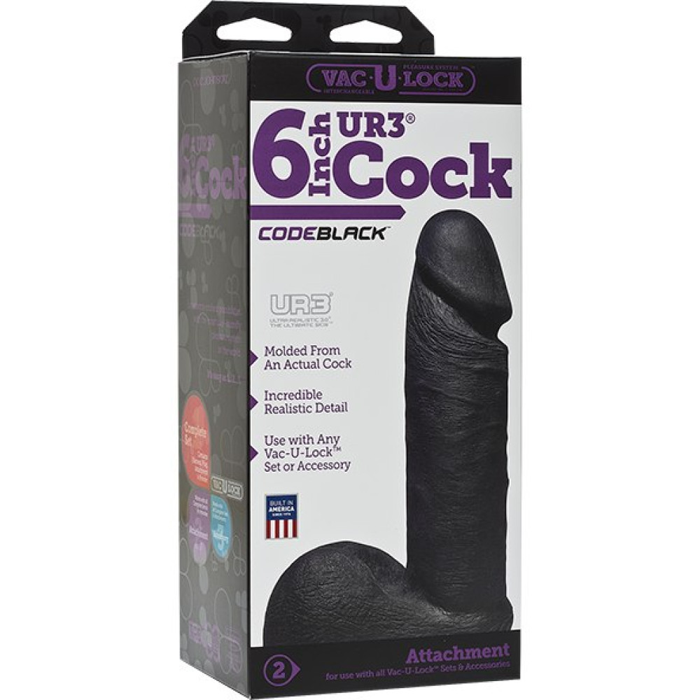Насадка на страпон реалистичная Vac-U-Lock, Doc Johnson черная, 17.5 х 4.3 см фото №2 — секс игрушки: Украина, NO TABOO