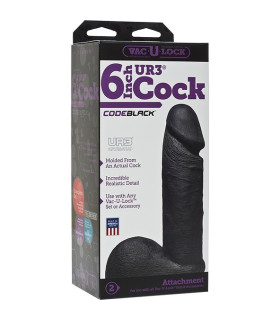 Насадка на страпон реалистичная Vac-U-Lock, Doc Johnson черная, 17.5 х 4.3 см - No Taboo