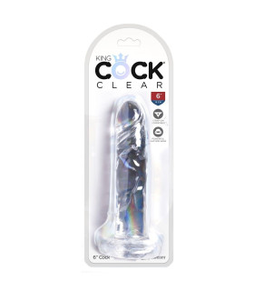 Фаллоимитатор реалистичный на присоске King Cock прозрачный, 18.4 х 3.8 см - No Taboo