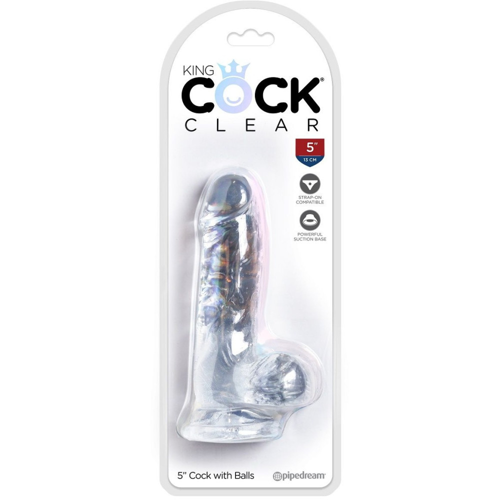 Фаллоимитатор реалистичный на присоске King Cock с мошонкой, прозрачный, 15.2 х 3.6 см фото №0 — секс игрушки: Украина, NO TABOO