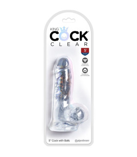 Фаллоимитатор реалистичный на присоске King Cock с мошонкой, прозрачный, 15.2 х 3.6 см - No Taboo