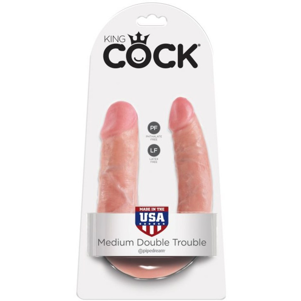 Фаллоимитатор двойной реалистичный, M, King Cock, бежевый, 35 х 4 см фото №0 — секс игрушки: Украина, NO TABOO