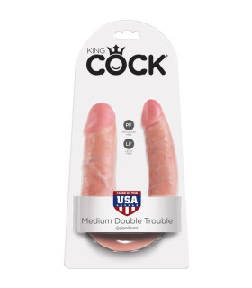 Фалоімітатор подвійний реалістичний, M, King Cock, бежевий, 35 х 4 см - No Taboo