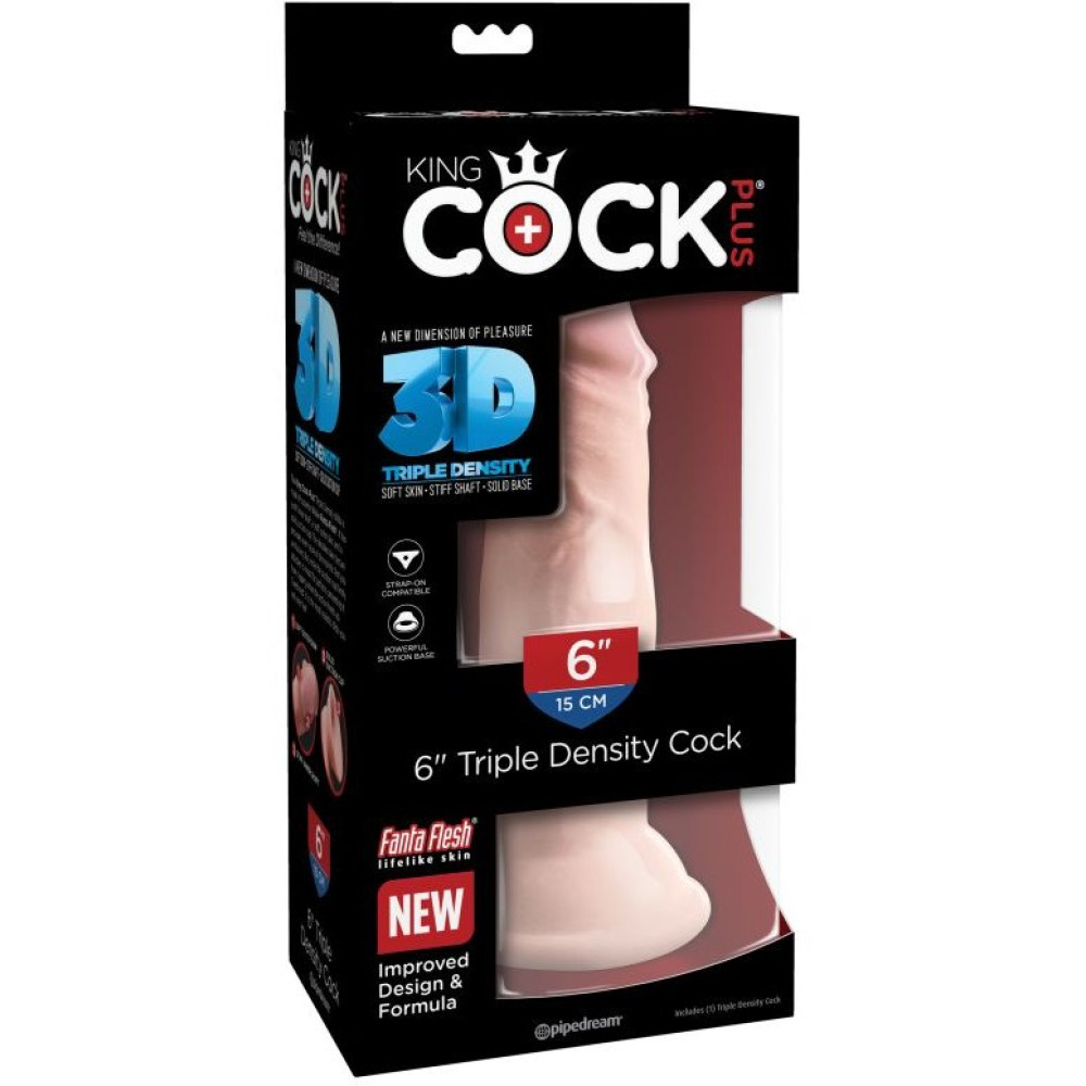Фаллоимитатор реалистичный на присоске King Cock бежевый, 18.4 х 4.3 см фото №0 — секс игрушки: Украина, NO TABOO