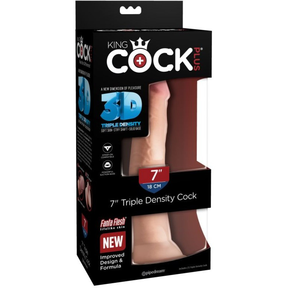 Фаллоимитатор реалистичный на присоске King Cock бежевый, 21 х 3.8 см фото №0 — секс игрушки: Украина, NO TABOO