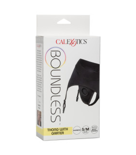 Трусики для страпона с пажами для чулок, S/M, California Exotic Novelties черные - No Taboo