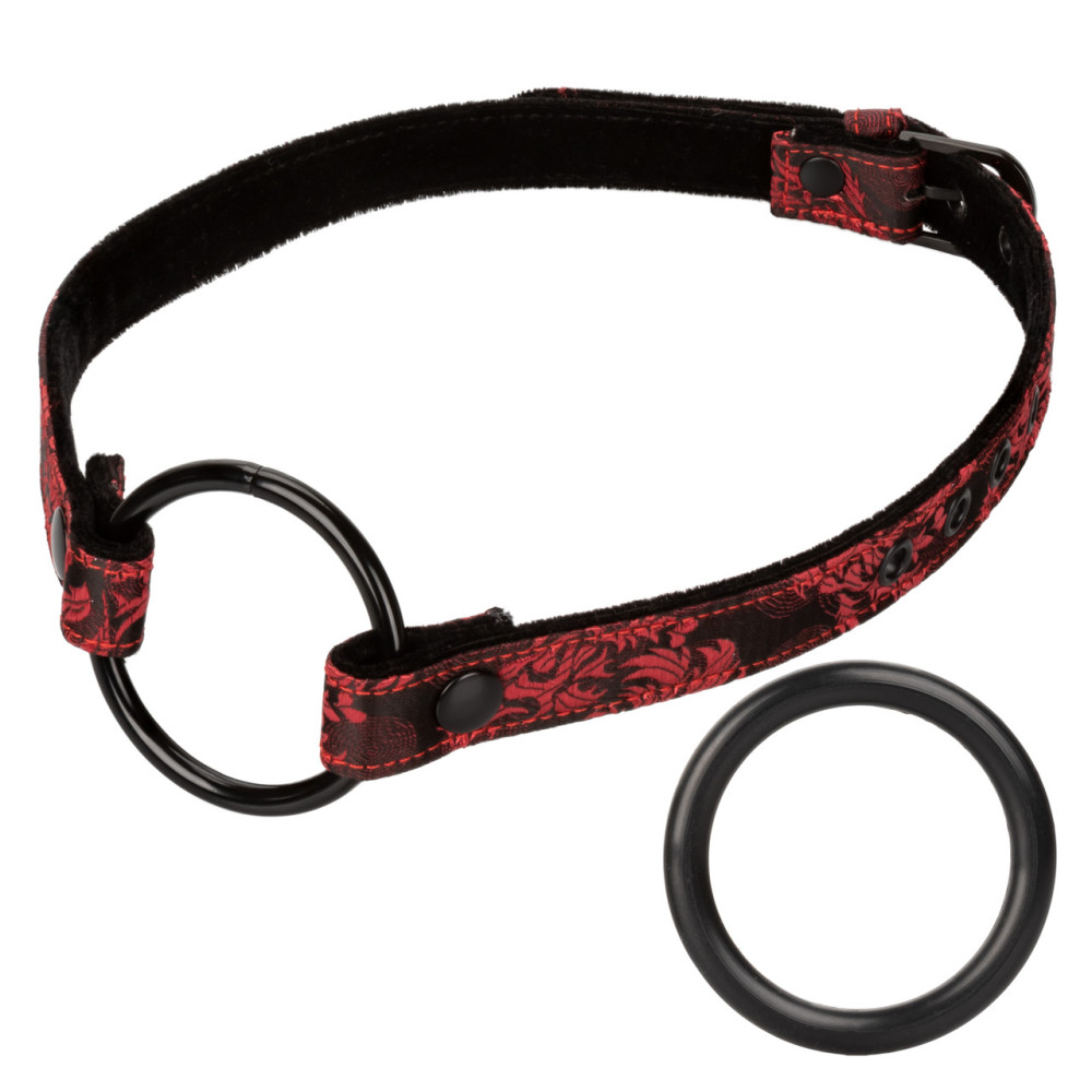 Кляп-кольцо Scandal от California Exotic Novelties красно-черный, 4.5 см, фото №2 — секс шоп Украина, NO TABOO