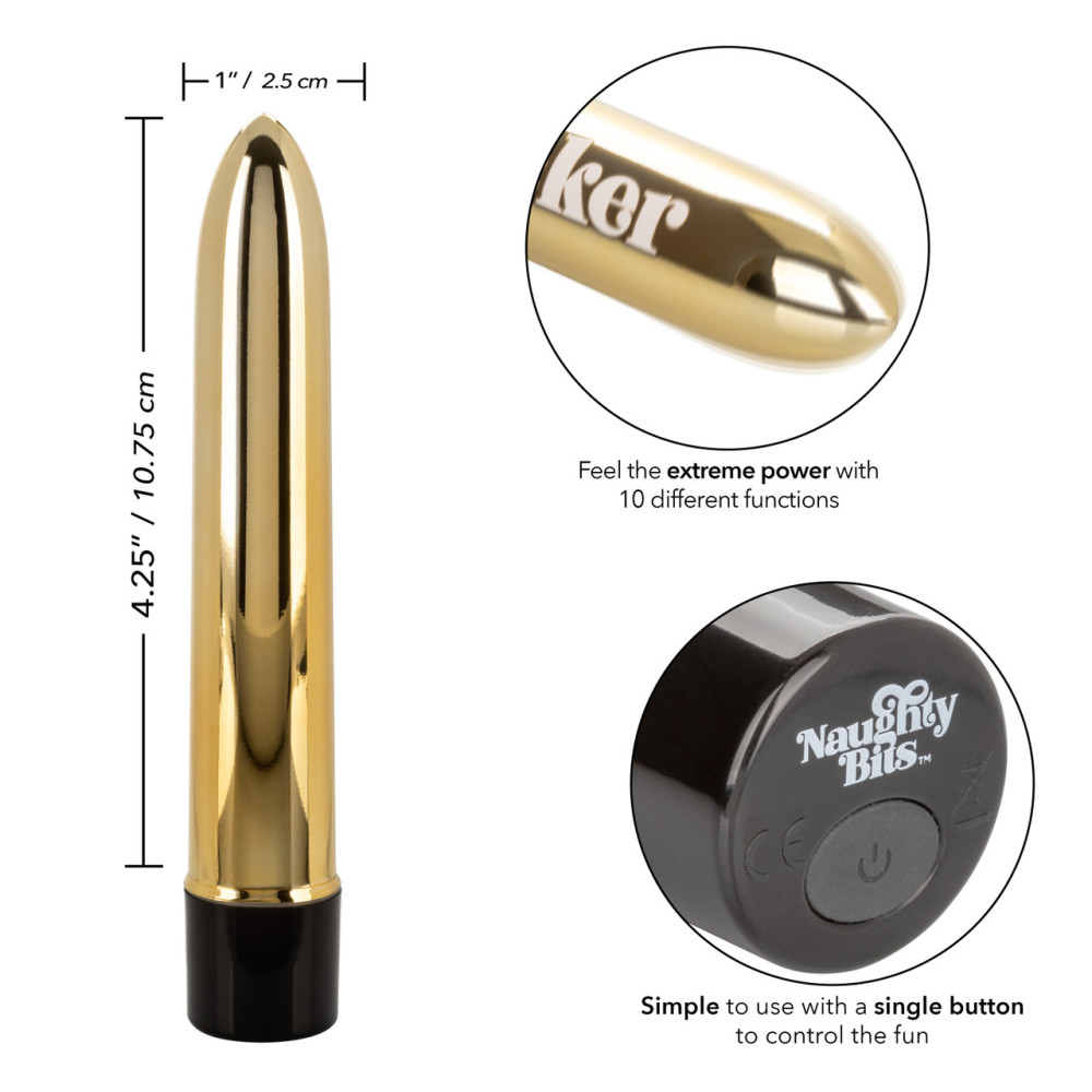Вибратор нереалистичный California Exotic Novelties золотой, 10.7 х 2.5 см фото №8 — секс игрушки: Украина, NO TABOO