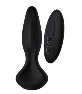 Анальная пробка с вибрацией, с дистанционным пультом Dream Toys ребристая, черная, 13.3 х 3.9 см - No Taboo