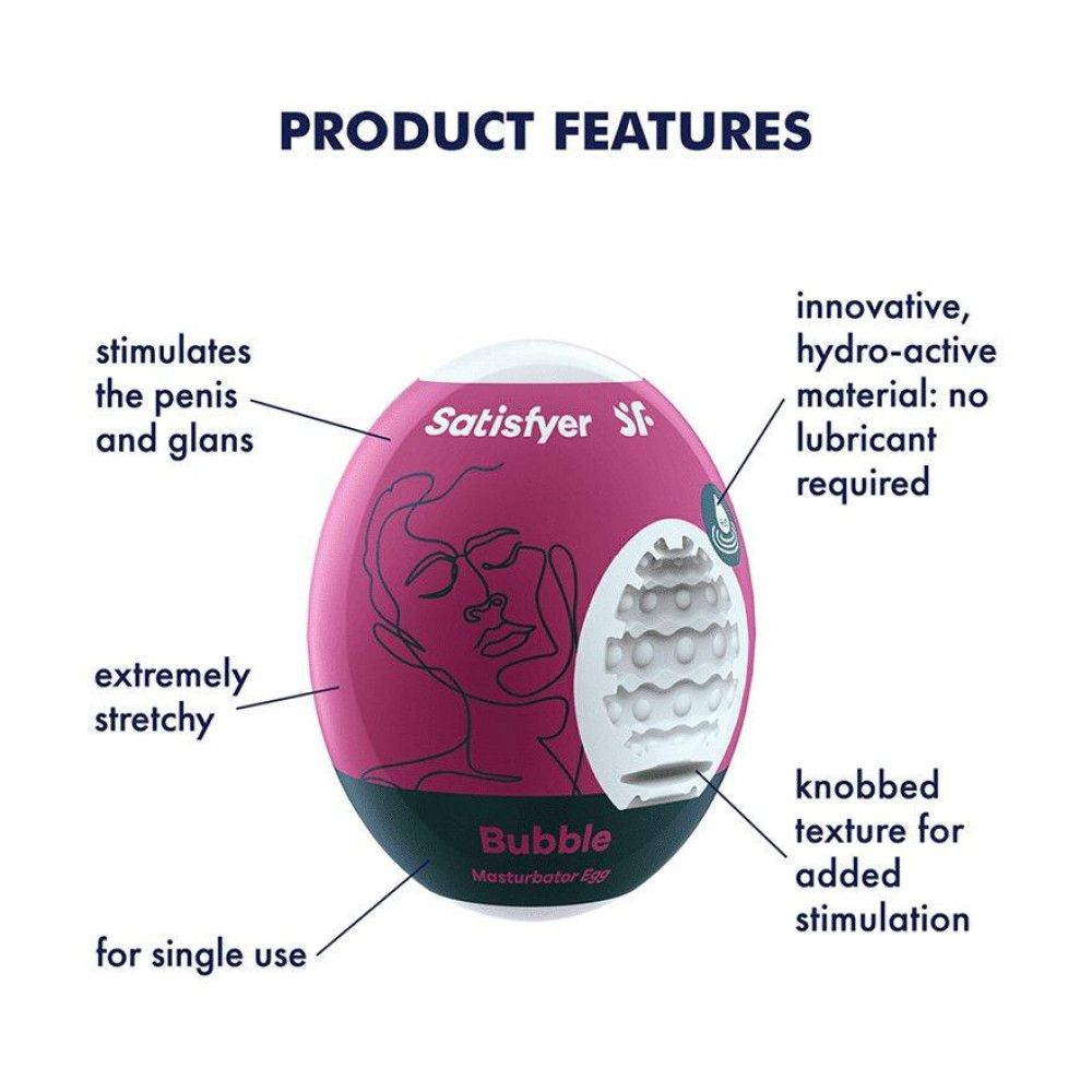 Самосмазывающийся мастурбатор Satisfyer Masturbator Egg Bubble фото №4 — секс игрушки: Украина, NO TABOO