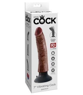 Вибратор реалистичный на присоске King Cock коричневый, 21 х 4.6 см - No Taboo