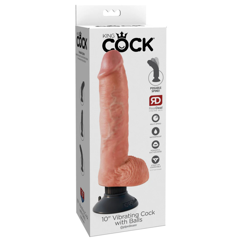 Вибратор реалистичный с мошонкой на присоске Pipedream King Cock бежевый, 26 х 5.1 см фото №0 — секс игрушки: Украина, NO TABOO
