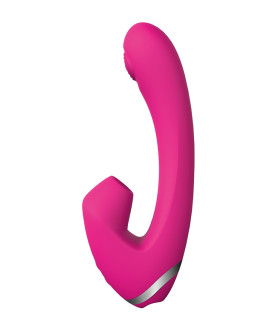 Вібратор для точки G з вакуумною стимуляцією клітора Dream Toys рожевий, 21 х 3.8 см - No Taboo