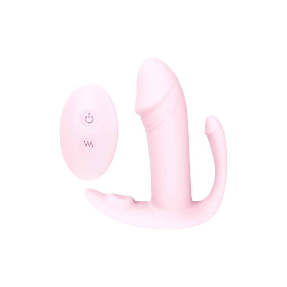 Тройной вибратор реалистичный Dream Toys с дистанционным пультом, розовый, 9.7 х 2.8 см фото №4 — секс игрушки: Украина, NO TABOO