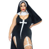 Костюм монашки Leg Avenue, XL/XXL, Sultry Sinner 3 предмета, черный с белым, фото №3 — секс шоп Украина, NO TABOO