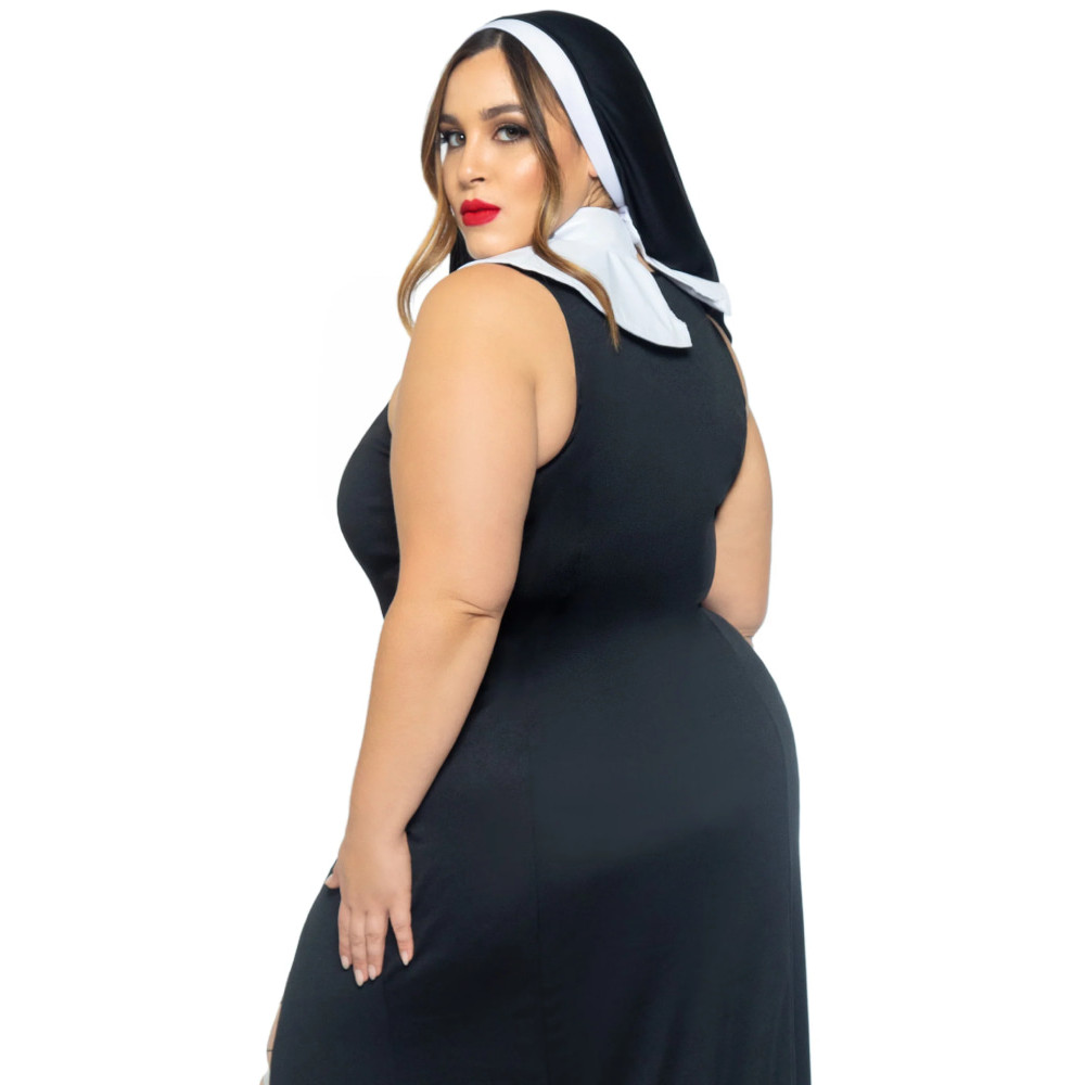 Костюм монашки Leg Avenue, XL/XXL, Sultry Sinner 3 предмета, черный с белым, фото №6 — секс шоп Украина, NO TABOO
