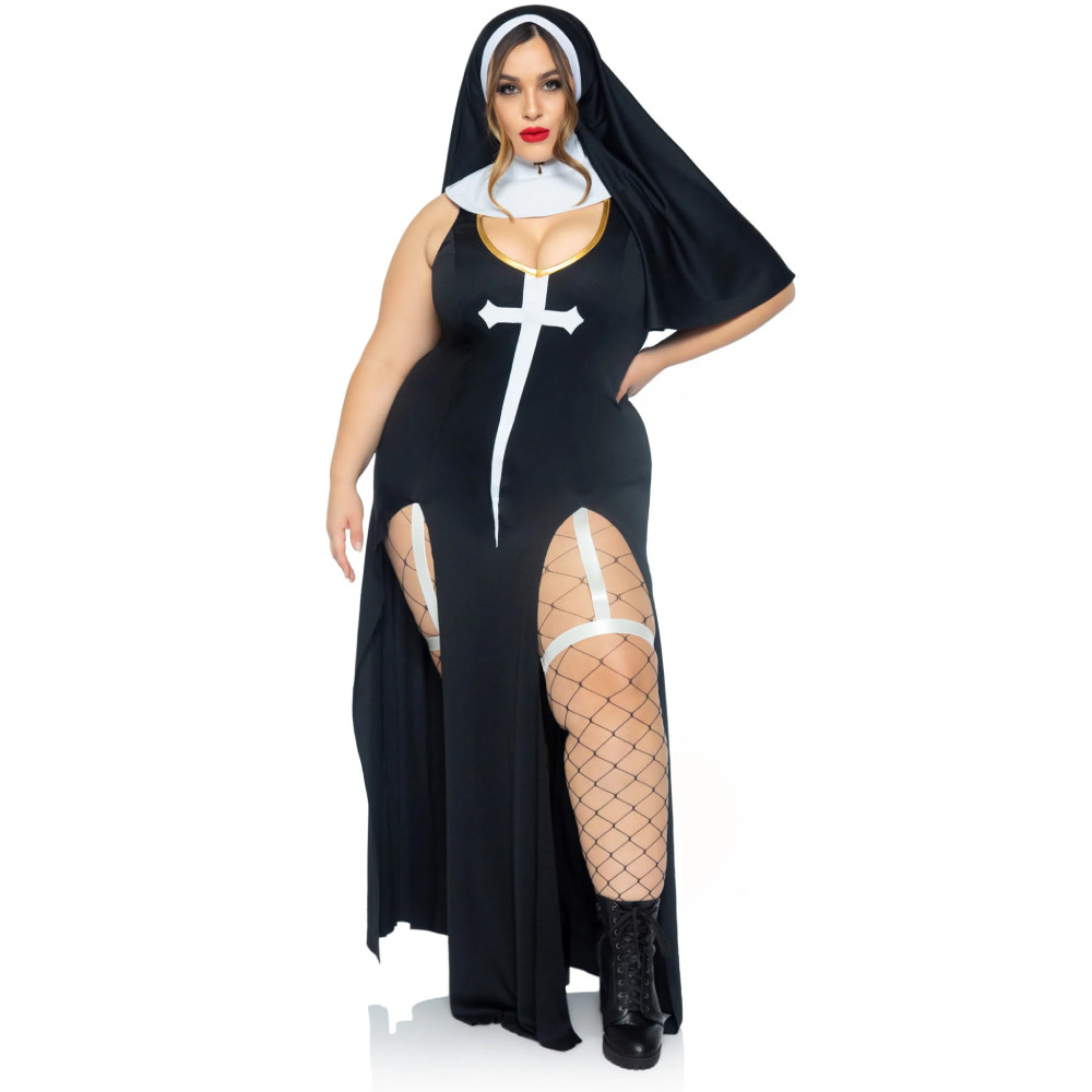 Костюм монашки Leg Avenue, XL/XXL, Sultry Sinner 3 предмета, черный с белым, фото №0 — секс шоп Украина, NO TABOO