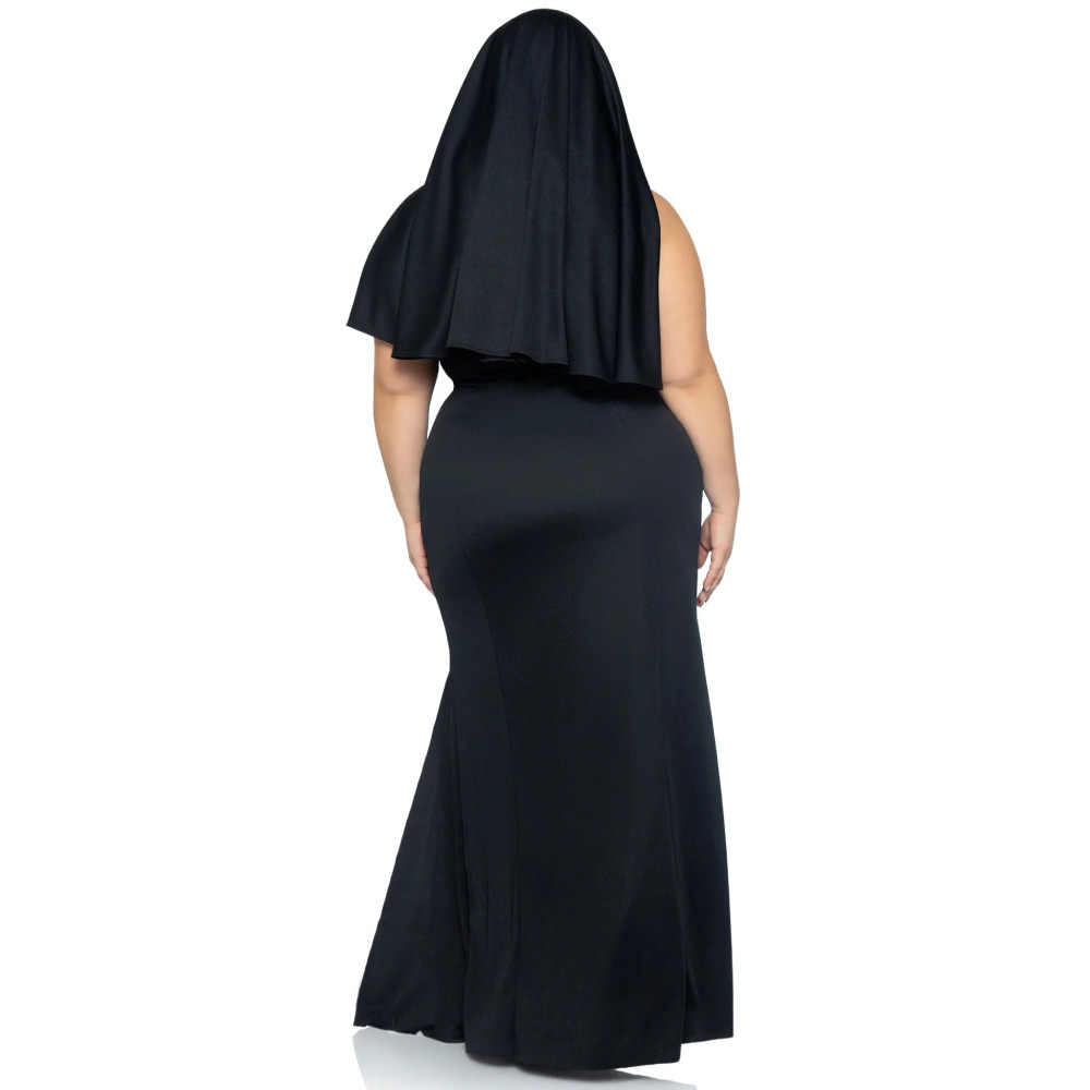 Костюм монашки Leg Avenue, XL/XXL, Sultry Sinner 3 предмета, черный с белым, фото №2 — секс шоп Украина, NO TABOO