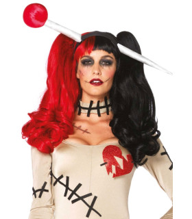 Парик с хвостиками Leg Avenue Harlequin черно-красный, OS - No Taboo
