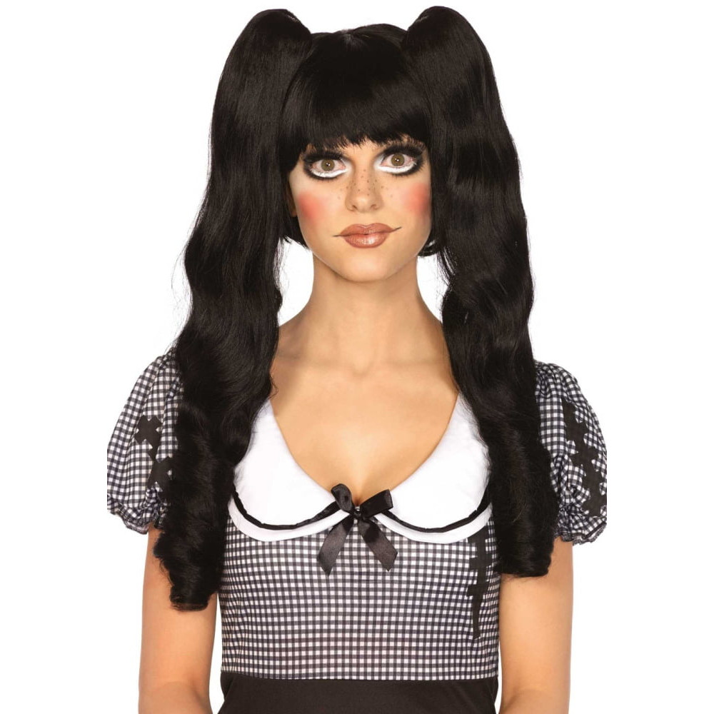 Парик с хвостиками Leg Avenue Dolly bob wig with clips O/S, черный, фото №0 — секс шоп Украина, NO TABOO